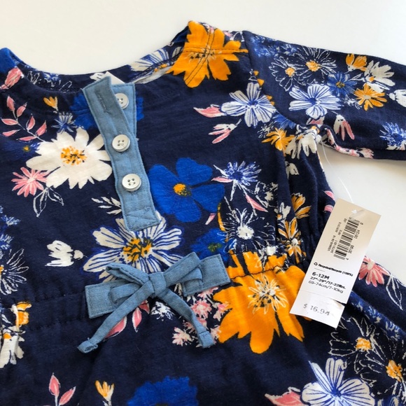 Navy blue floral 6-12 month dress NWT - Picture 2 of 4